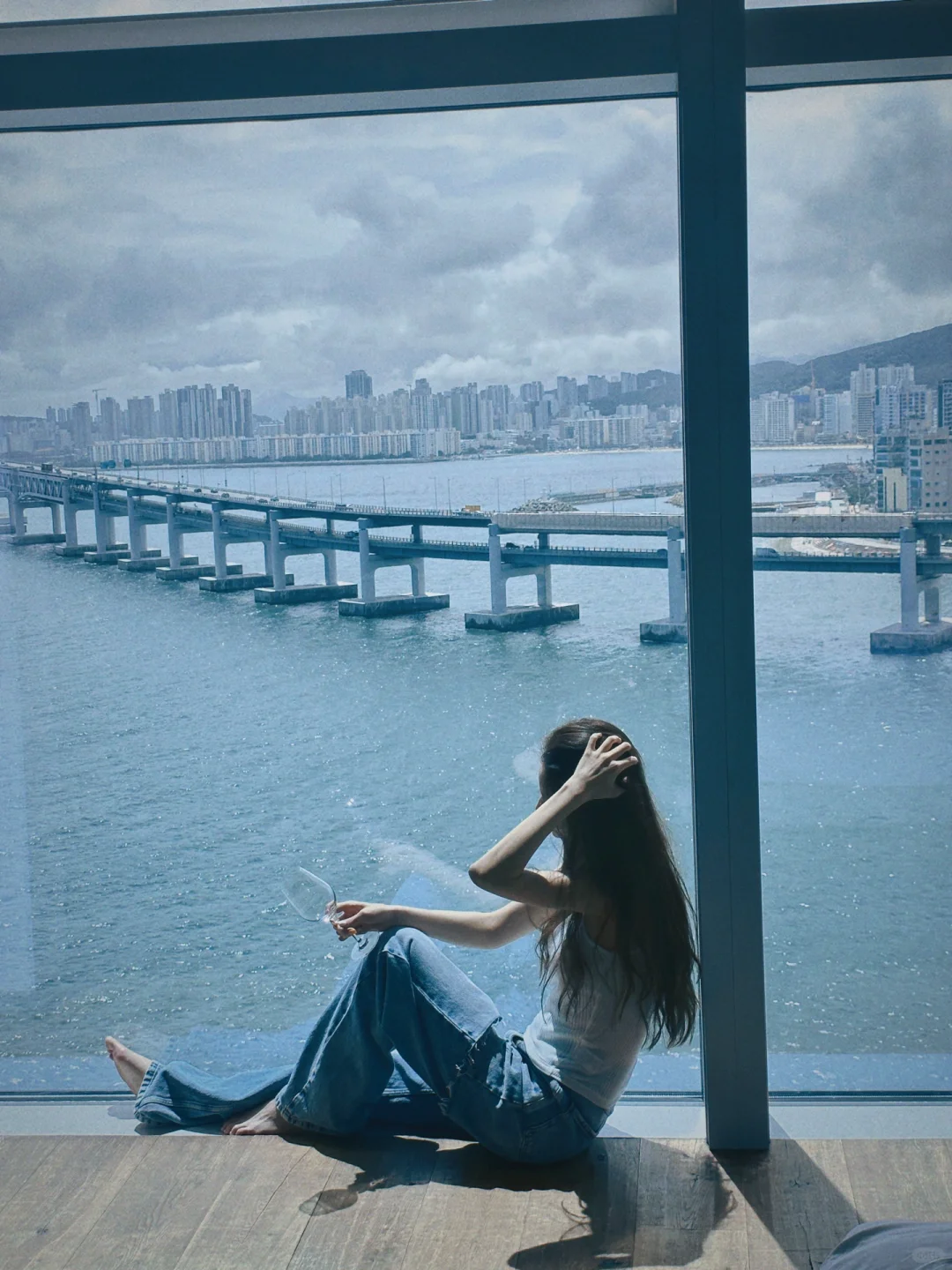 Busan/Jeju-Park Hyatt Hotel in Busan💙, South Korea, with a view of the Gwangan Bridge