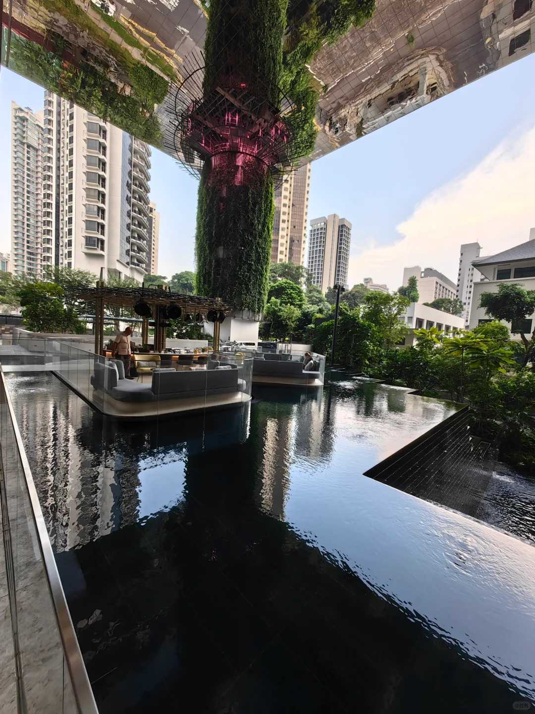 Singapore-Pan Pacific Orchard Hotel Singapore, a new luxury hotel, close up overlooking the invincible swimming pool