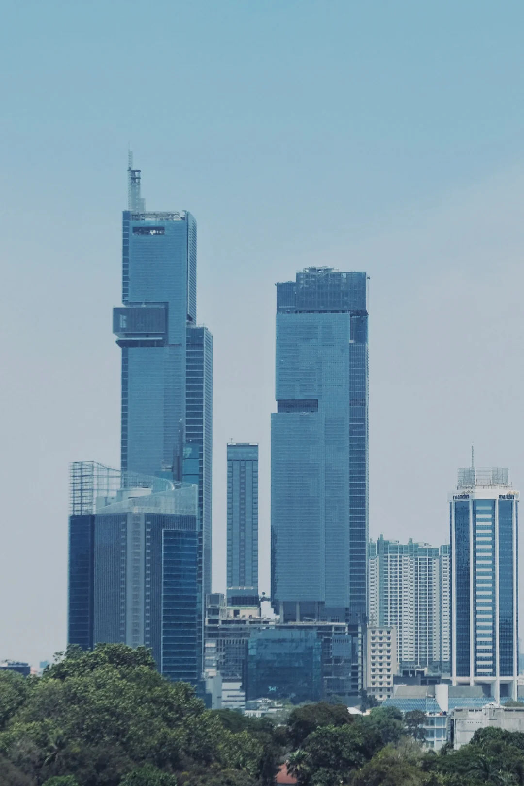 Jakarta-The terrace of the Jakarta Marriott Winter Palace Hotel offers unobstructed views of the city skyline