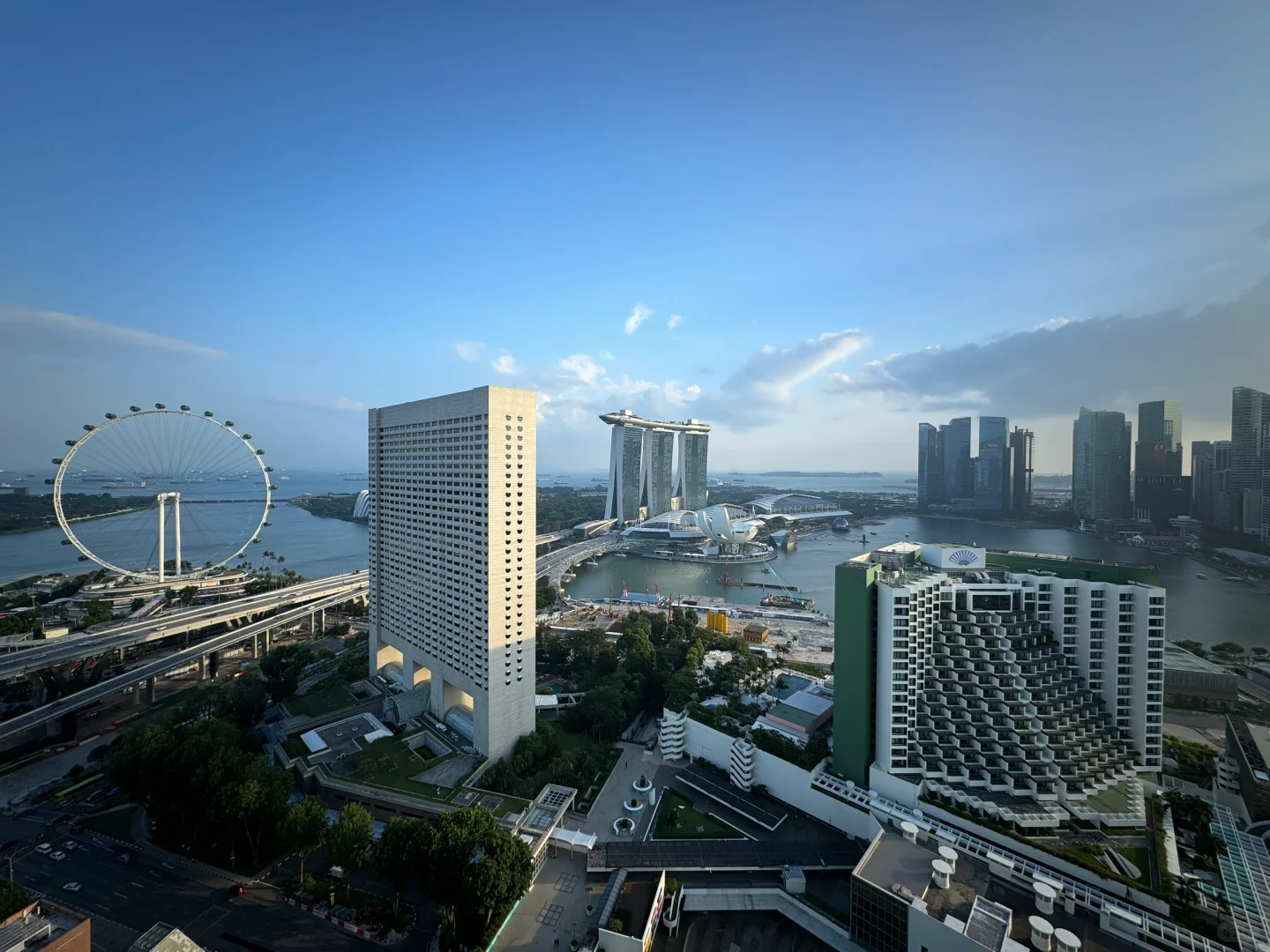 Singapore-The view from the balcony of the Pan Pacific Hotel in Marina Bay amazed me