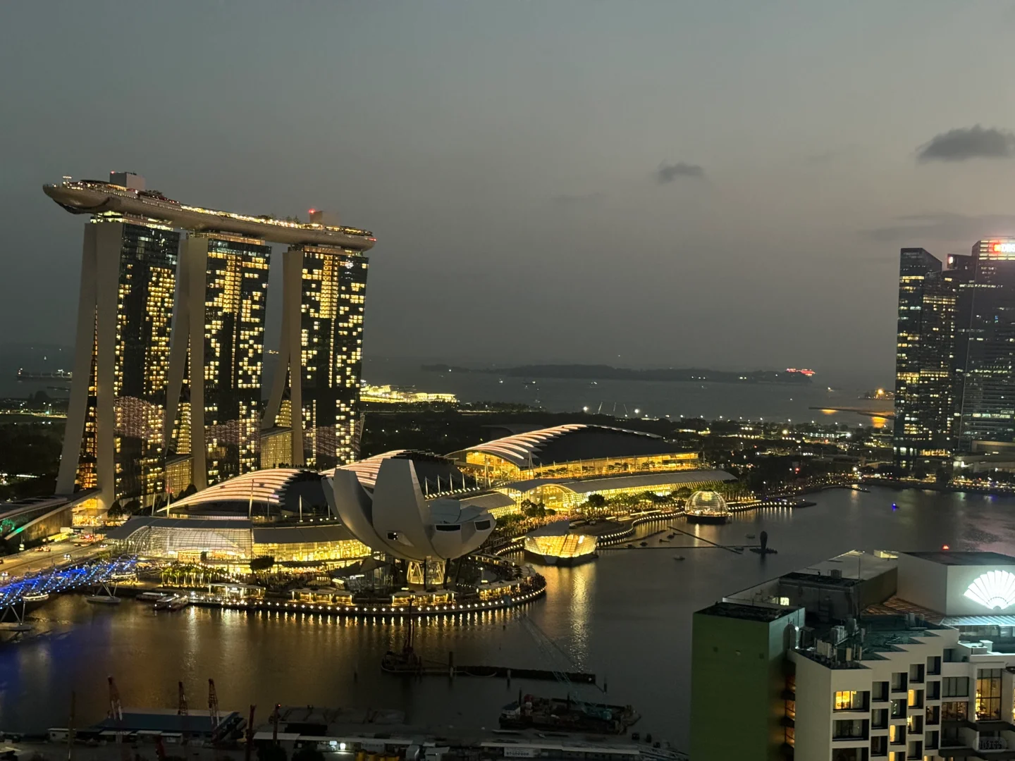 Singapore-The view from the balcony of the Pan Pacific Hotel in Marina Bay amazed me