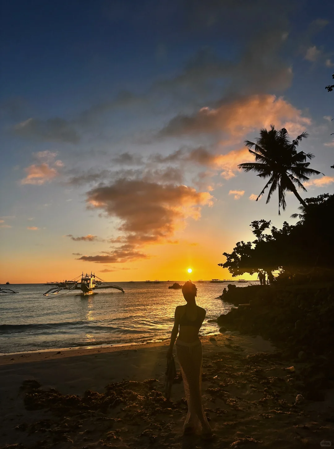 Boracay-Lambros Point, a small cave shooting point, orange tenderness at sunset