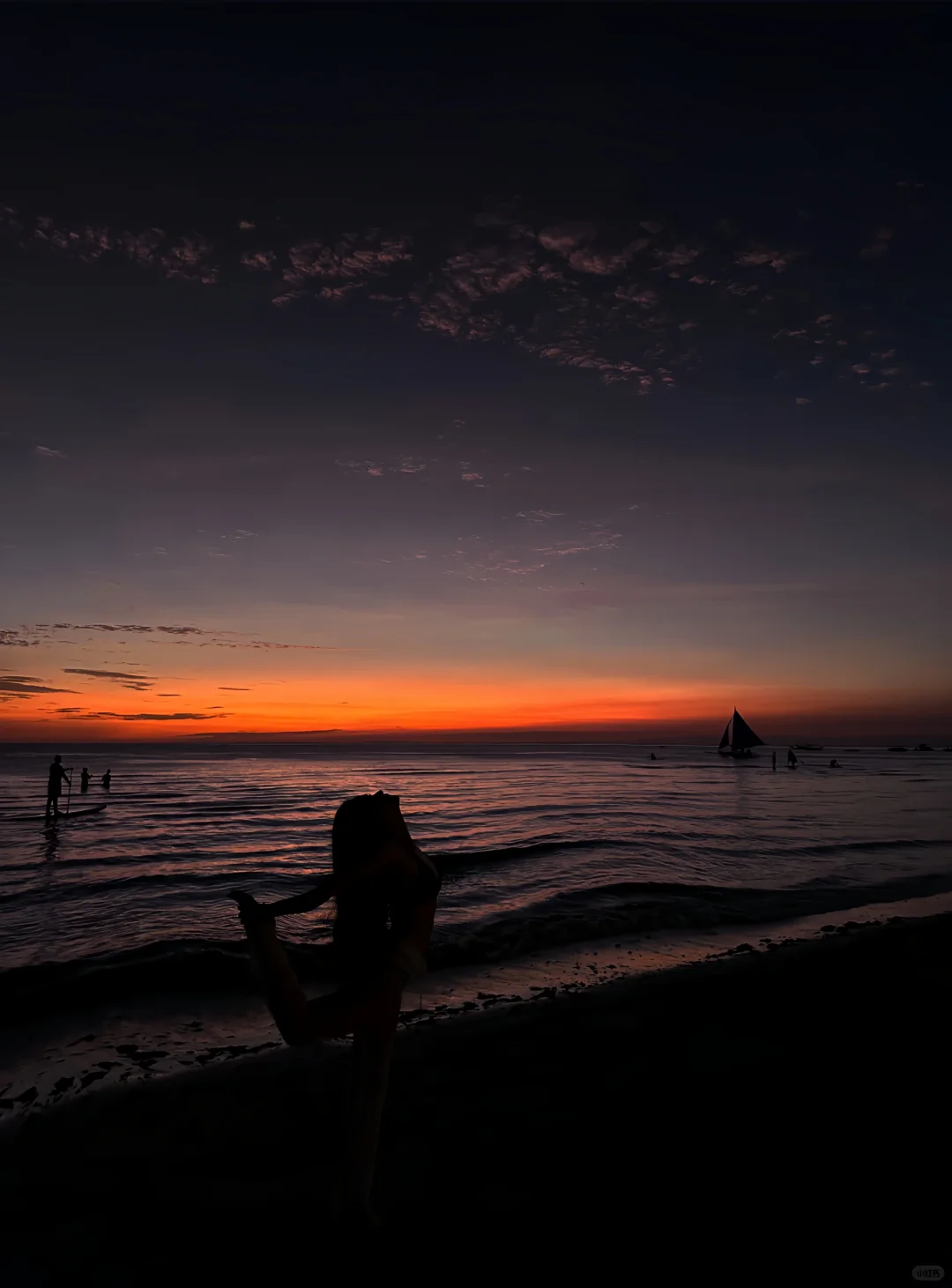 Boracay-Lambros Point, a small cave shooting point, orange tenderness at sunset