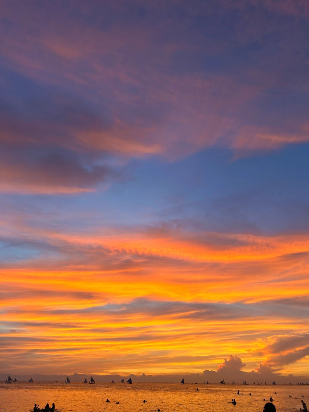 Boracay-The beautiful sunset at the beach in Boracay at 5 pm. No filter is needed to enjoy the red sunset