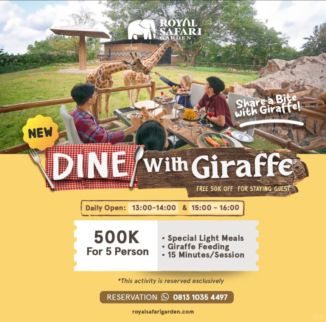 Dine With Giraffe in Jakarta, Indonesia, share a dreamy afternoon tea with giraffes