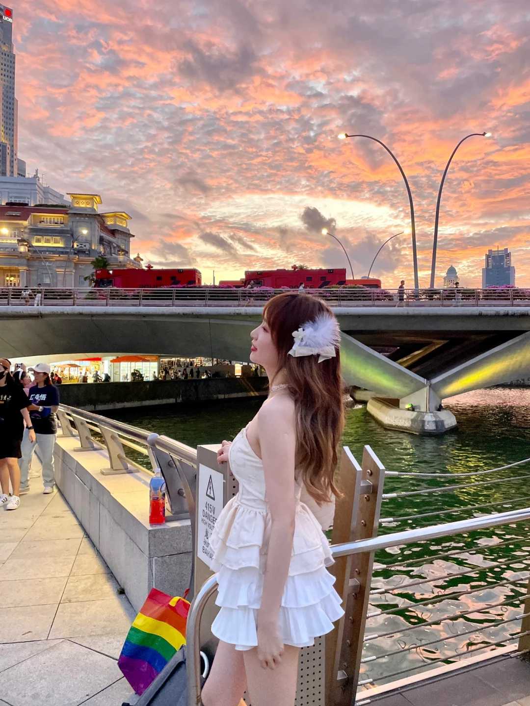 Tokyo-Singapore Merlion and Marina Bay Sands Hotel, encountering beautiful night and sunset