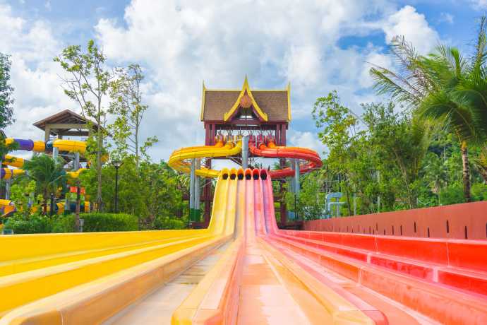 Phuket-Andamanda Water Park in Phuket, with 36 water slides and 25 entertainment facilities