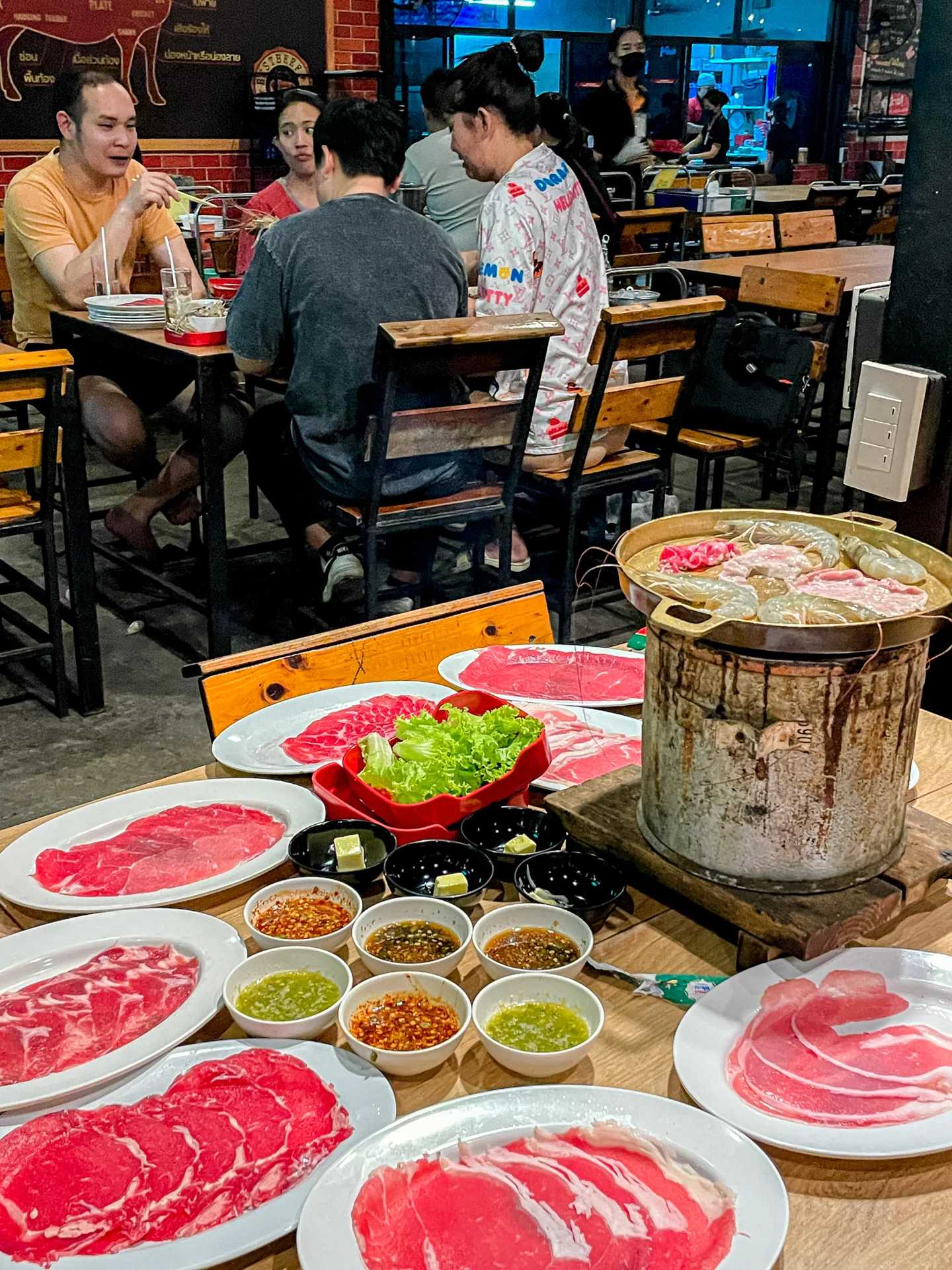 Bangkok-best beef, crowded 329 baht self-service barbecue at 12 am in Bangkok, Thailand, clean and hygienic