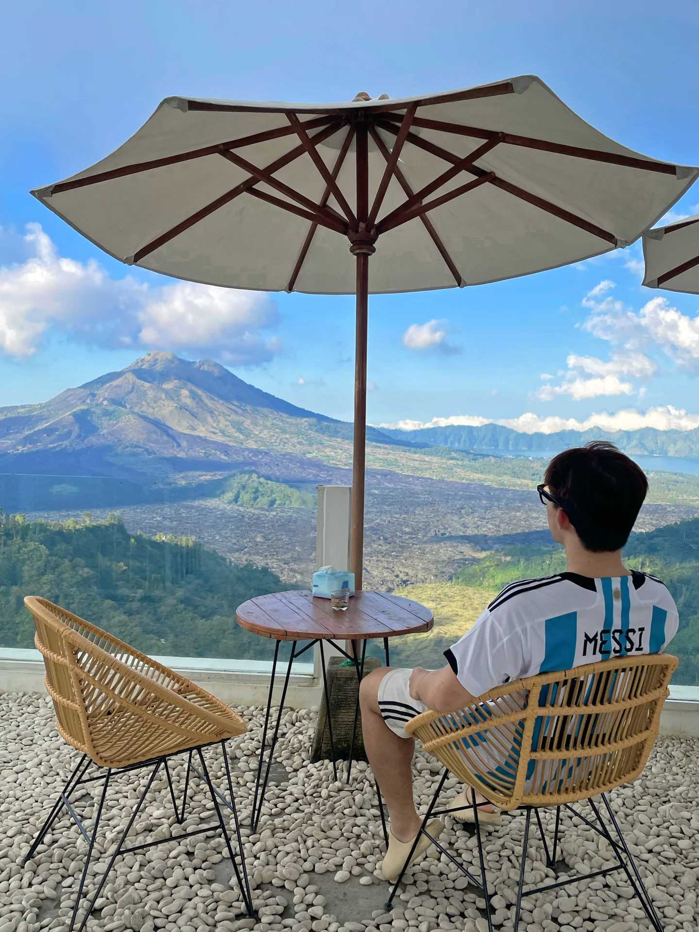 Bali-Ritatkala and Attalas cafes in Batur Mountain, Bali, facing Batur Mountain