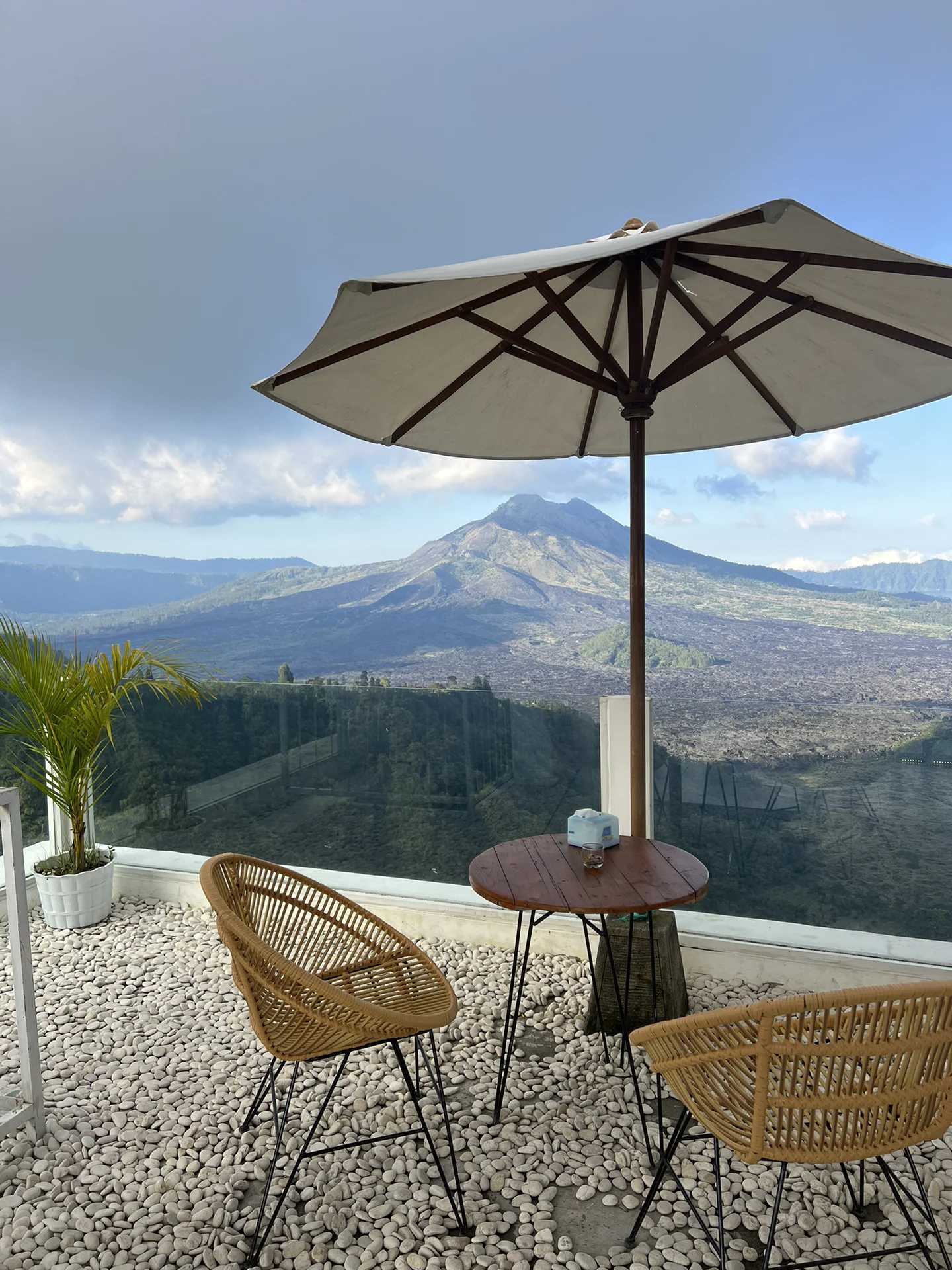 Bali-Ritatkala and Attalas cafes in Batur Mountain, Bali, facing Batur Mountain