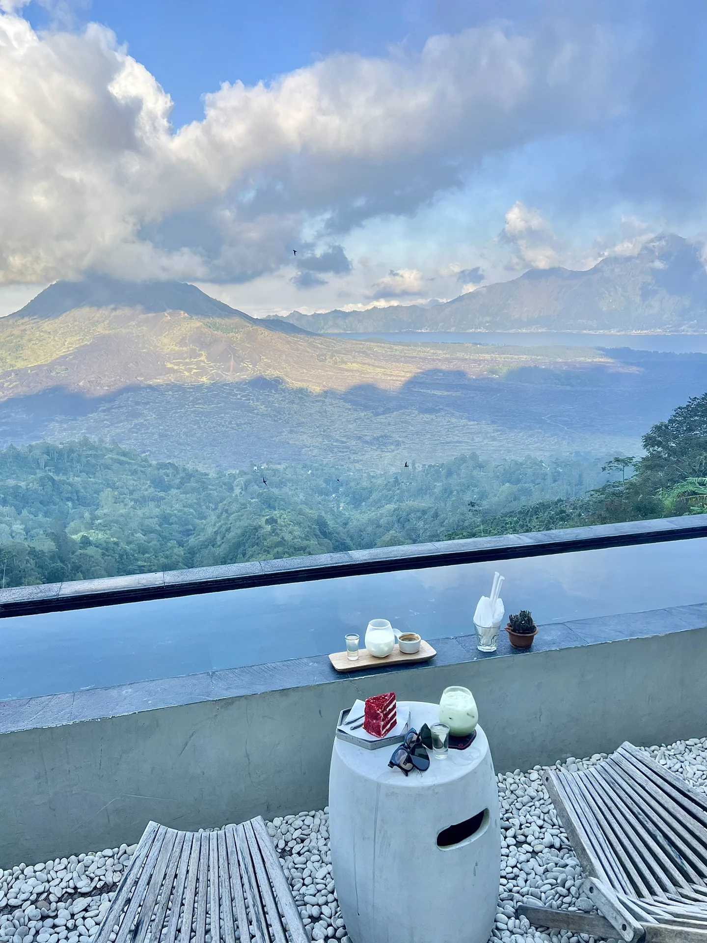 Bali-Ritatkala and Attalas cafes in Batur Mountain, Bali, facing Batur Mountain