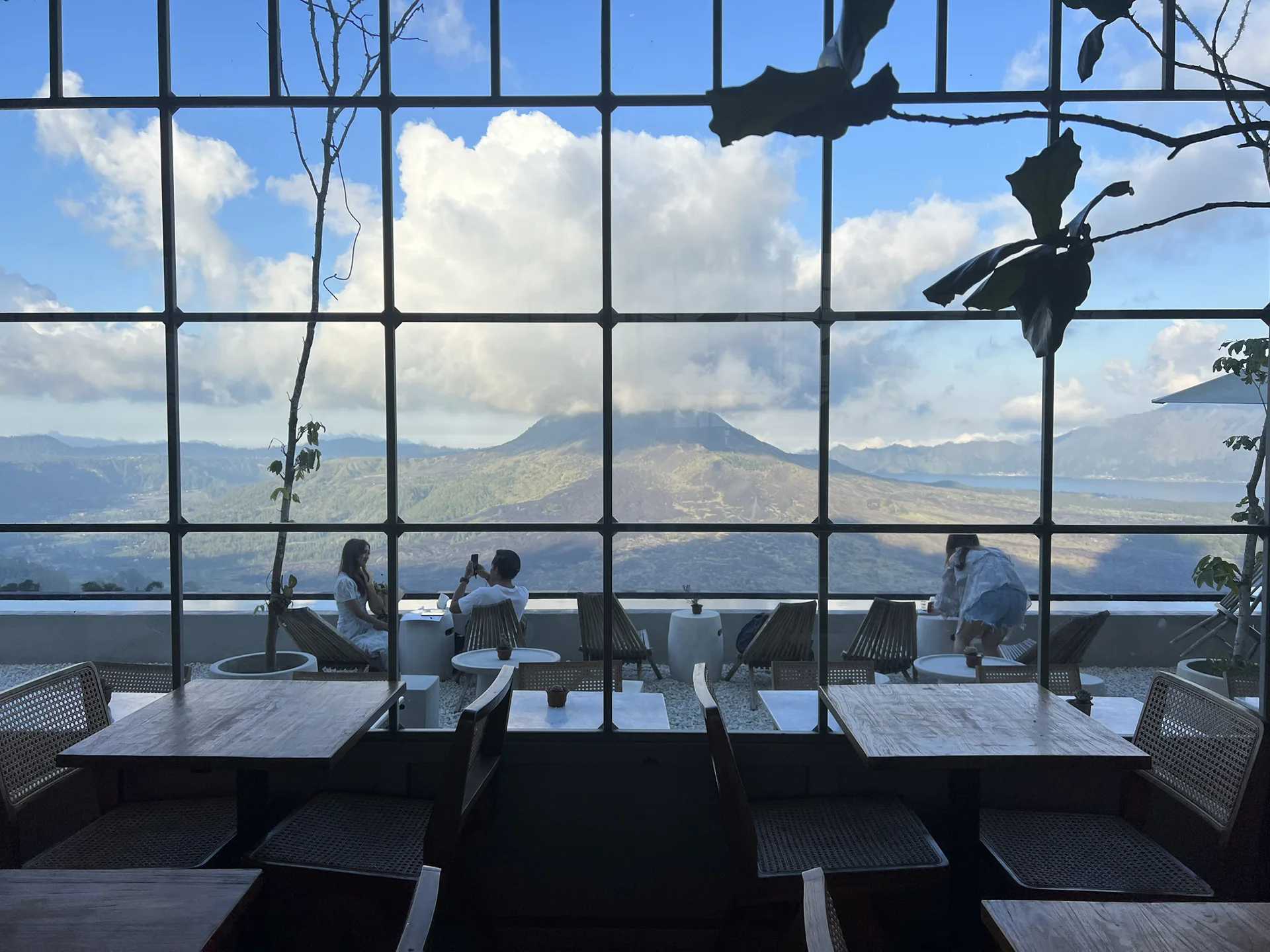 Bali-Ritatkala and Attalas cafes in Batur Mountain, Bali, facing Batur Mountain