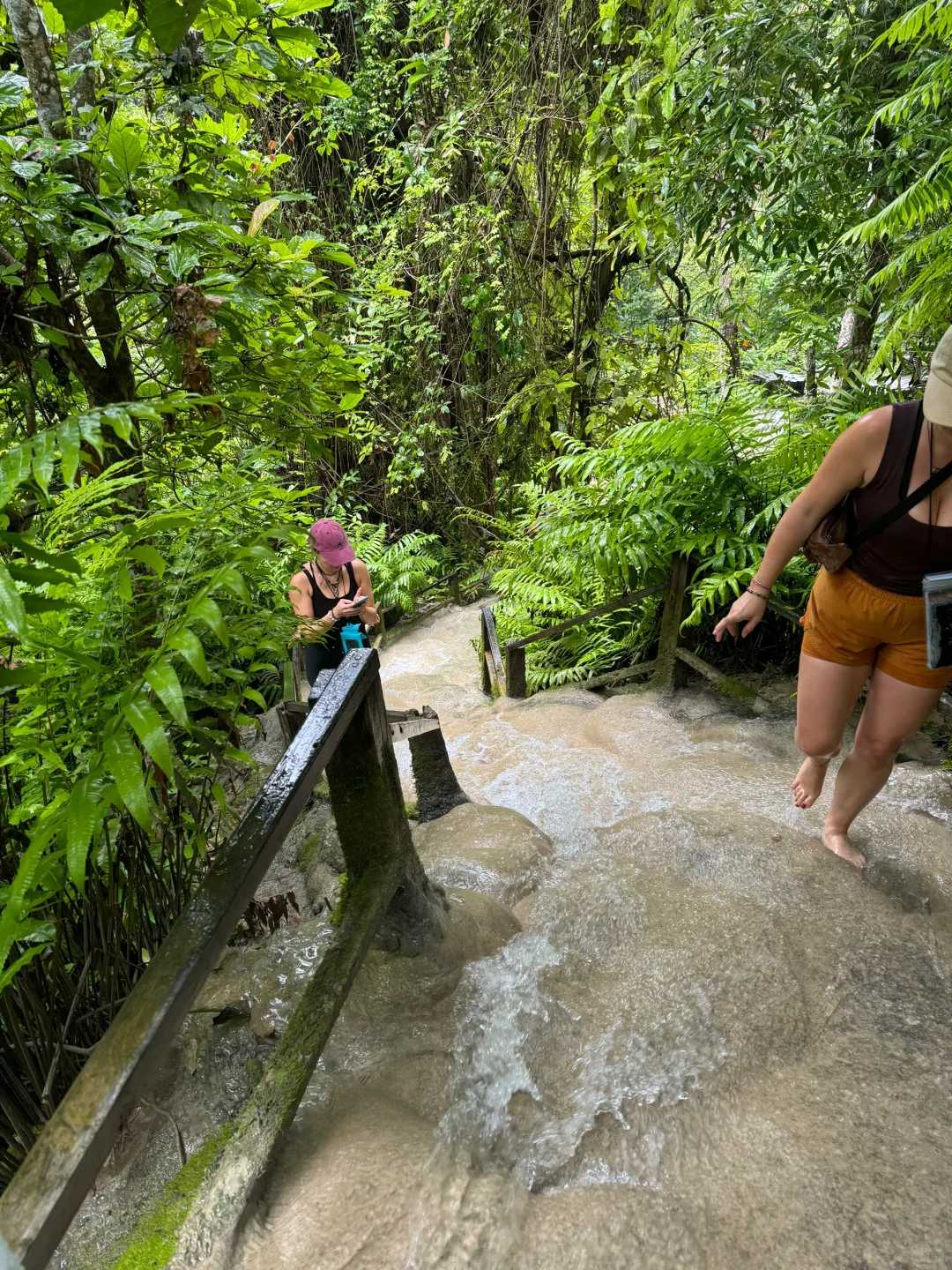 Chiang Mai-A day of playing in the water at the Sticky Waterfall in Chiang Mai, the road was very slippery