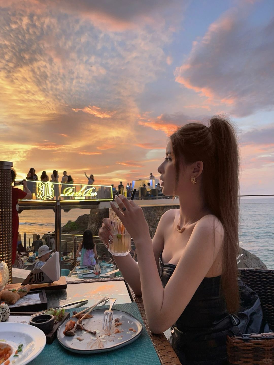 Bali-Rock Bar Cliff Sunset Restaurant in Bali, Indonesia, stay Ayana Hotel, with free shuttle bus