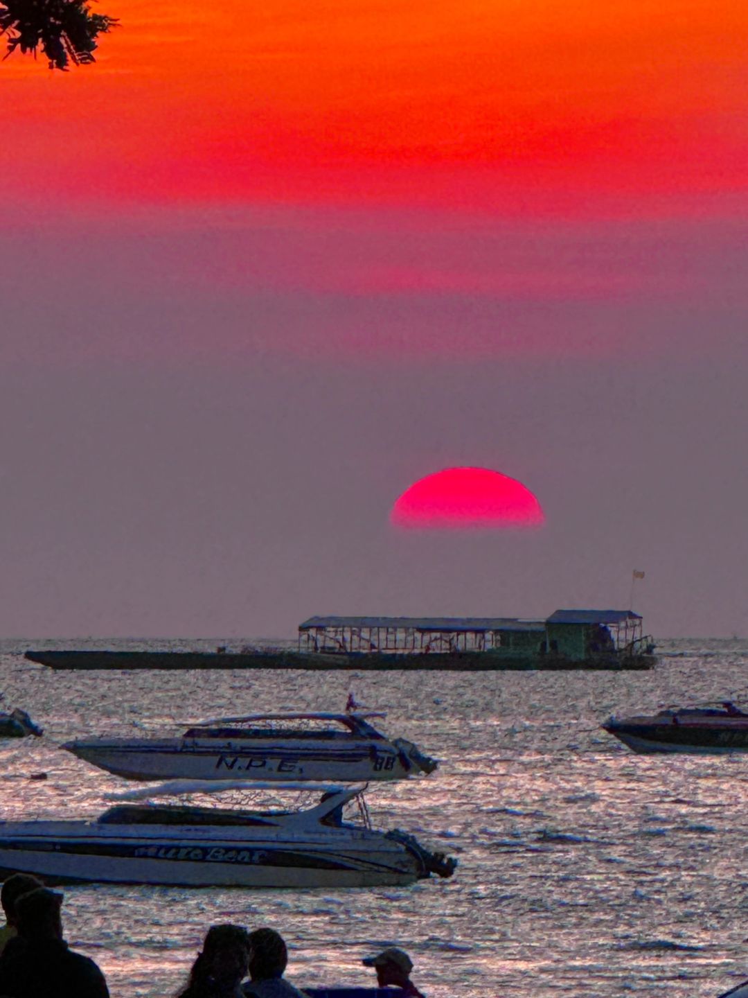 Pattaya-A person watching the beautiful sea sunset in Pattaya, impressionistic romance