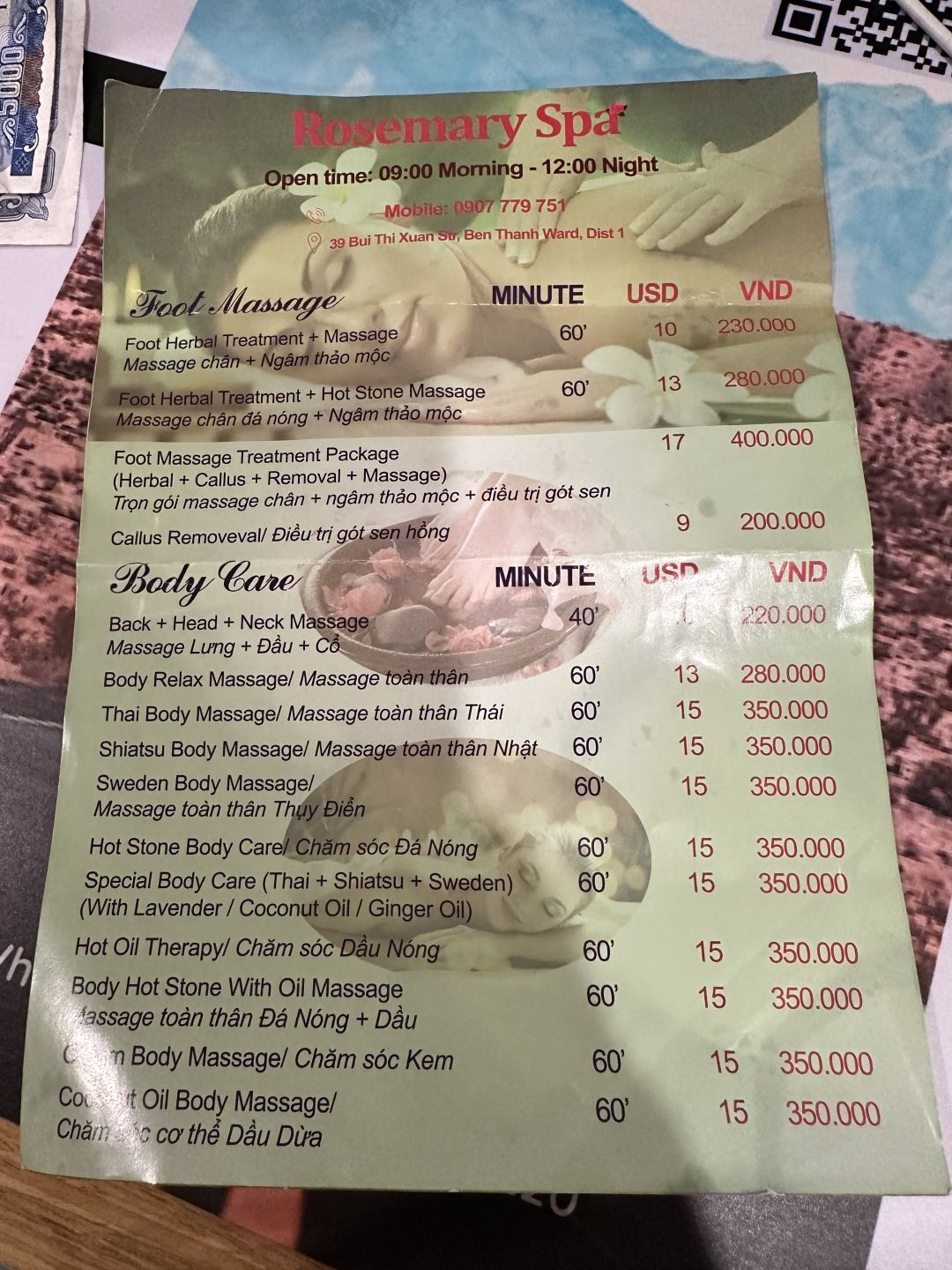 Ho Chi Minh-Rosemary Spa, a black spot for massage in Ho Chi Minh City, charges repeatedly and asks for high tips