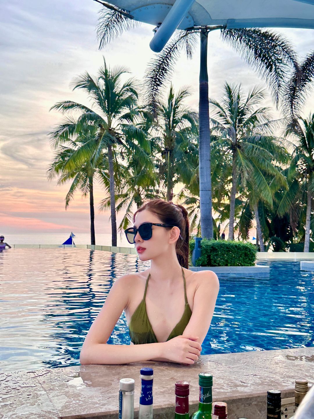 Boracay-Southeast Asian island style, outdoor pool bar on the third floor of Hannah Crystal Sands Hotel in Boracay