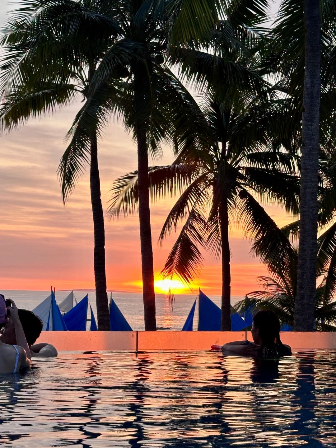 Boracay-Southeast Asian island style, outdoor pool bar on the third floor of Hannah Crystal Sands Hotel in Boracay