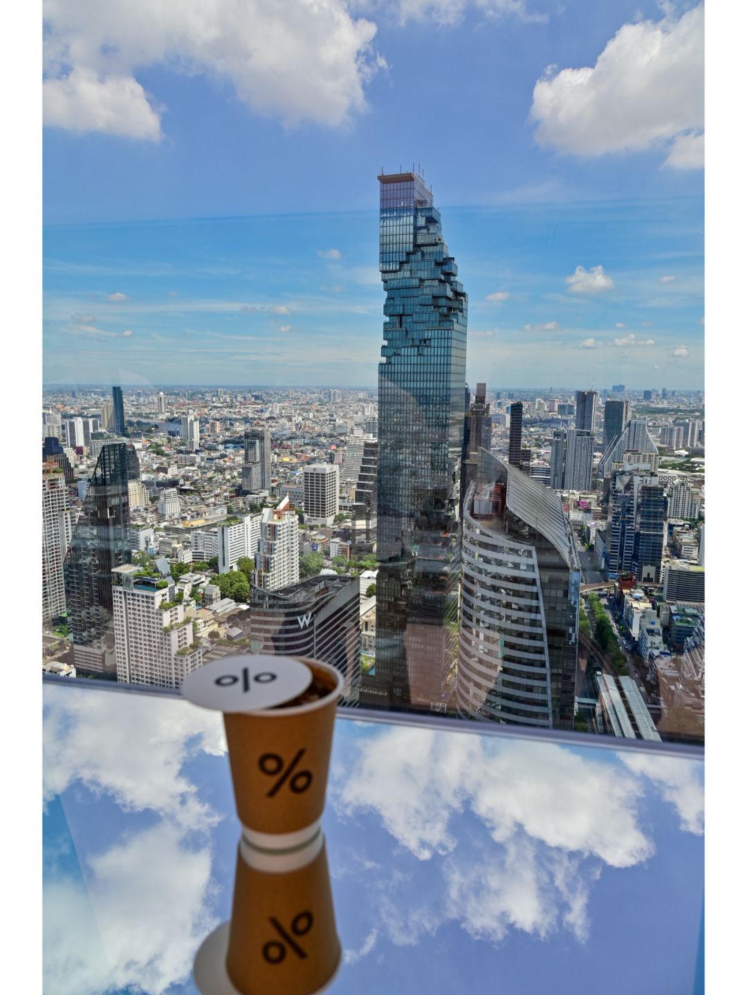 Bangkok-Pixel Tower 55th Arabica Café overlooking Bangkok city view and Chao Phraya River