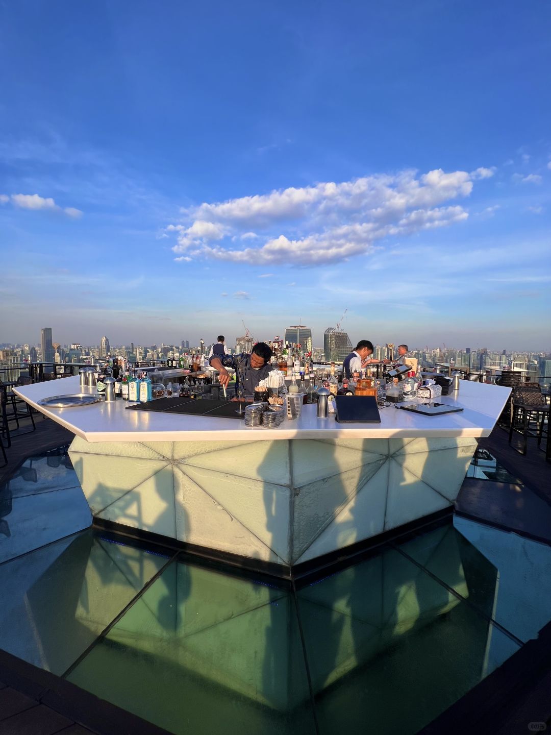 Bangkok-Moon Bar, sky bar on the 59th floor of Banyan Tree Hotel Bangkok, overlooks the entire city