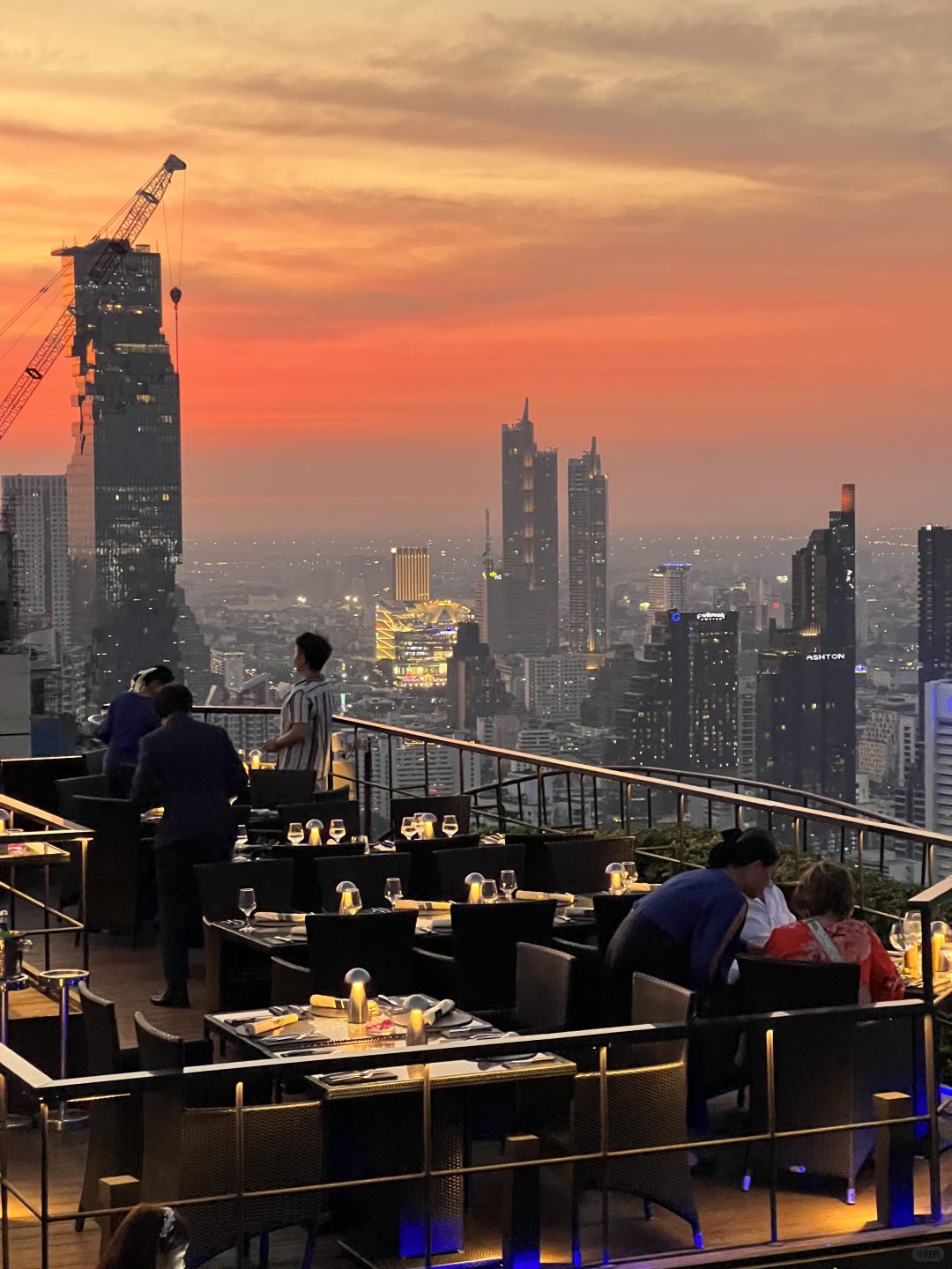 Bangkok-Moon Bar, sky bar on the 59th floor of Banyan Tree Hotel Bangkok, overlooks the entire city