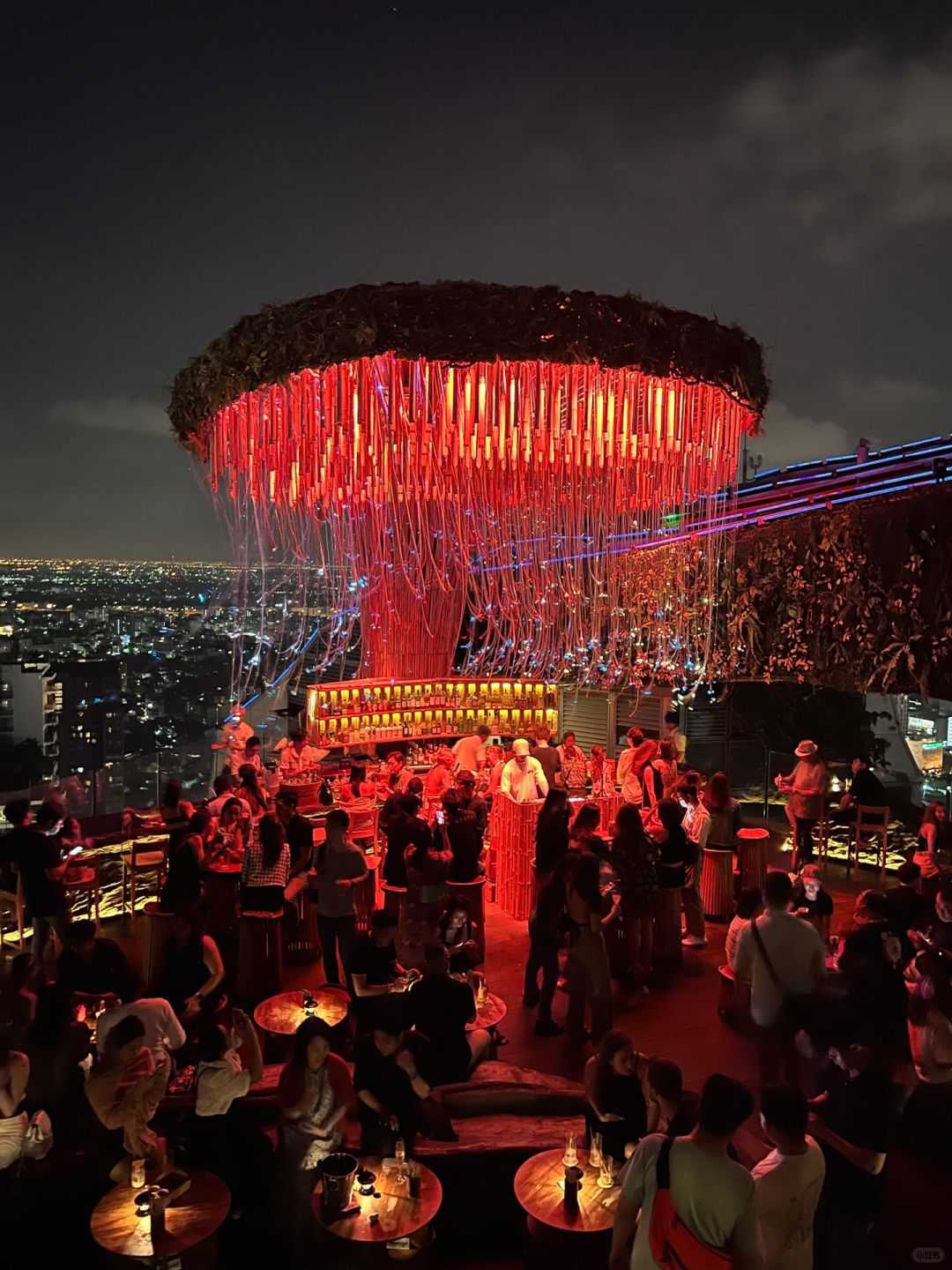 Bangkok-Tichuca Rooftop Take Bar in Bangkok, Thailand, where you can enjoy the night view of the city