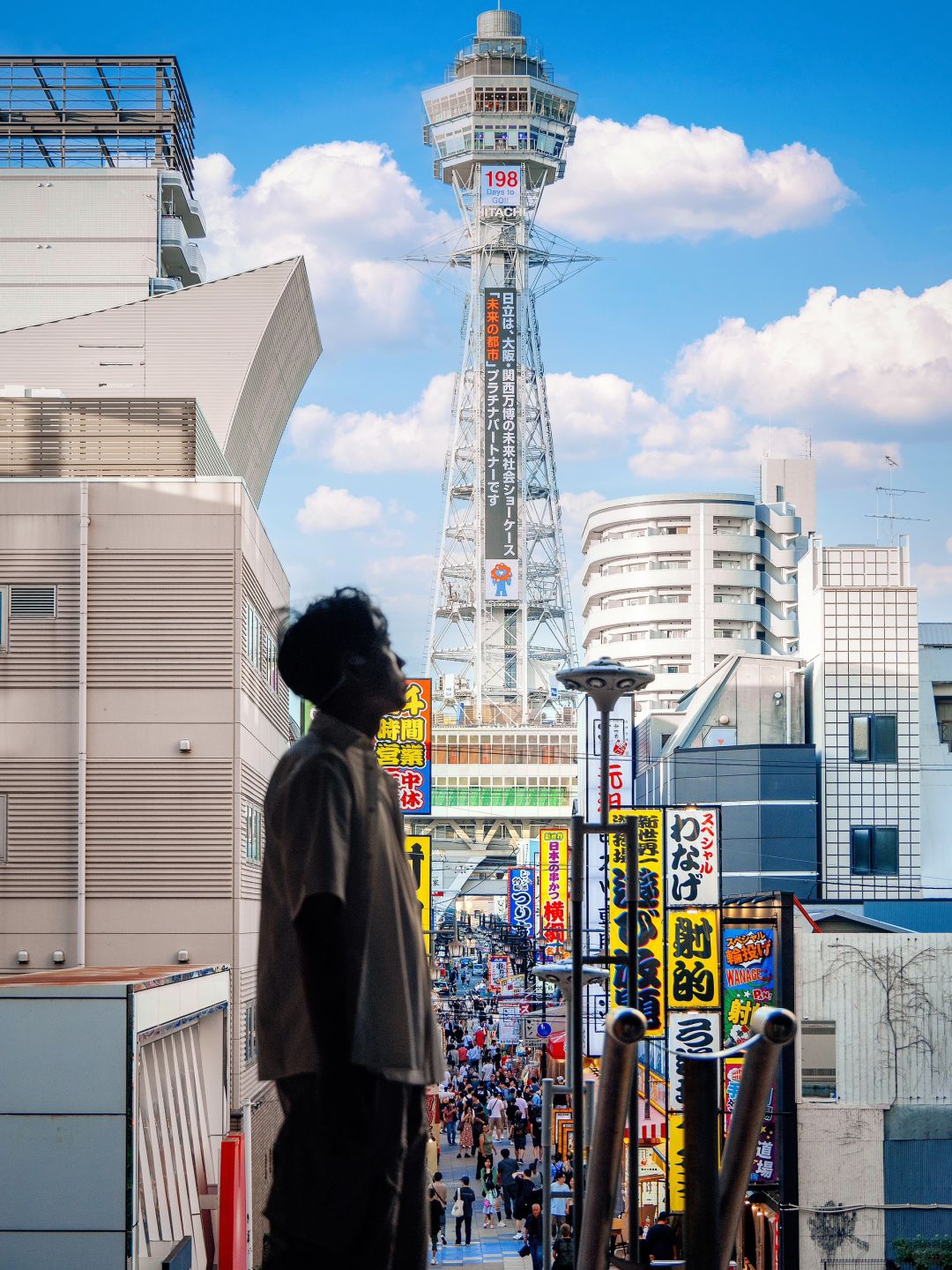 Osaka-Osaka City Walk Tour Route. Yasaka Shrine, Tsutenkaku, Ferris wheel, observatory, Shinsaibashi, Dotonbori