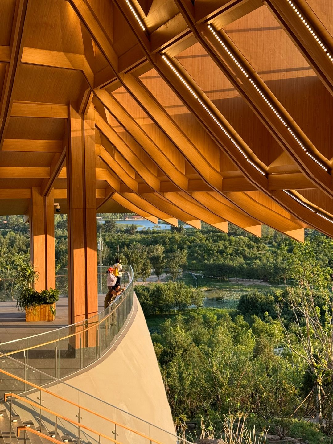 Beijing/Tianjin-Appreciating the urban scenery of Beijing from the observation deck of Nanyuan Forest Wetland Park