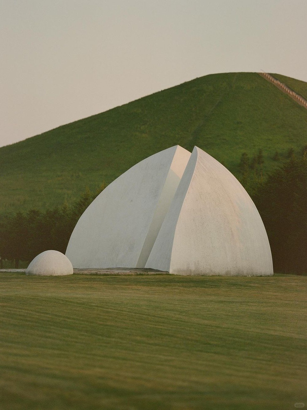 Sapporo/Hokkaido-Moerenuma Park in Sapporo with landscape art installations and hills forming many geometric shapes