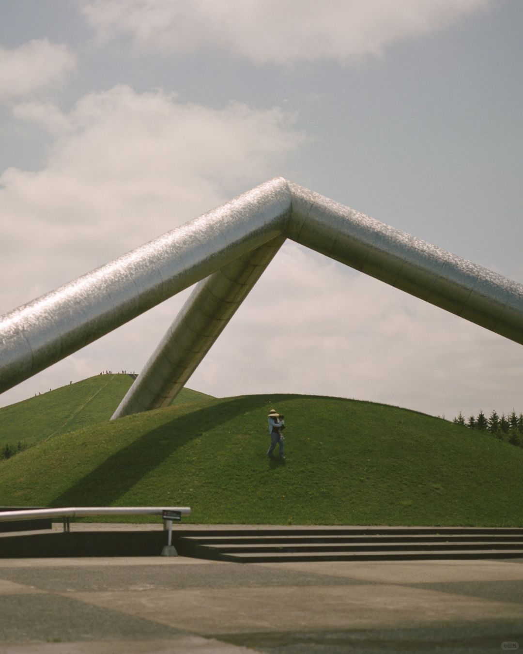 Sapporo/Hokkaido-Moerenuma Park in Sapporo with landscape art installations and hills forming many geometric shapes