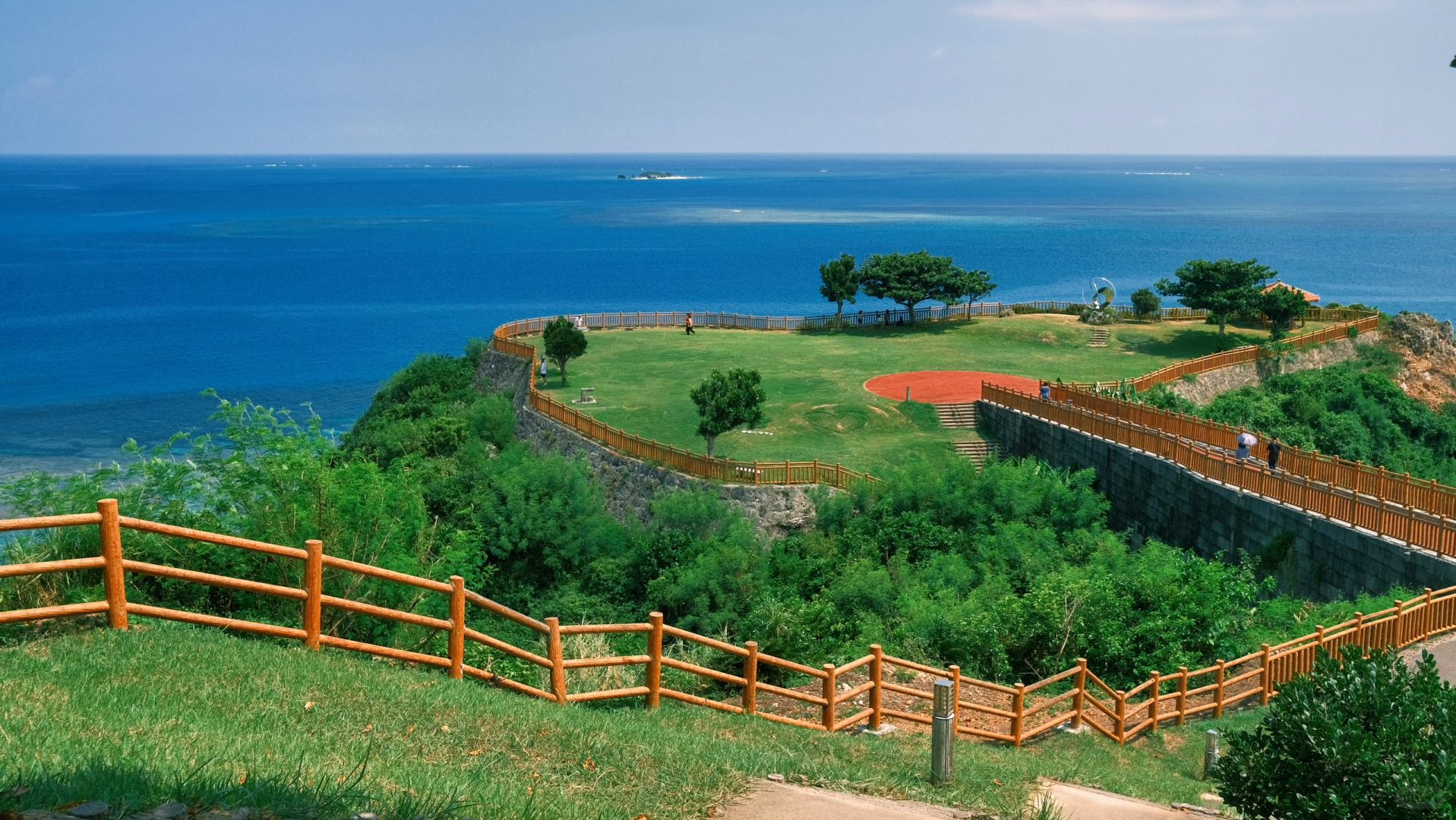 Okinawa-Cape Chinen Park with amazing  sea and beautiful coastal roads along the way