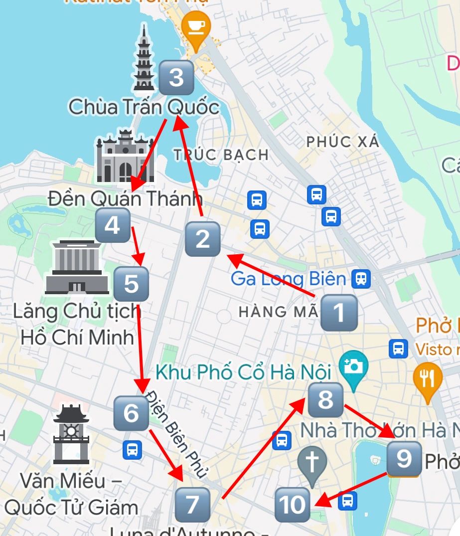 Hanoi-Hanoi City Walk Route. ⏰Dong Xuan Market, Train Street and St. Joseph's Cathedral