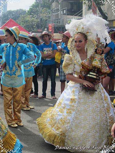 Cebu-Locals dance with the statue of the Holy Infant during the Sinulog Festival in Cebu