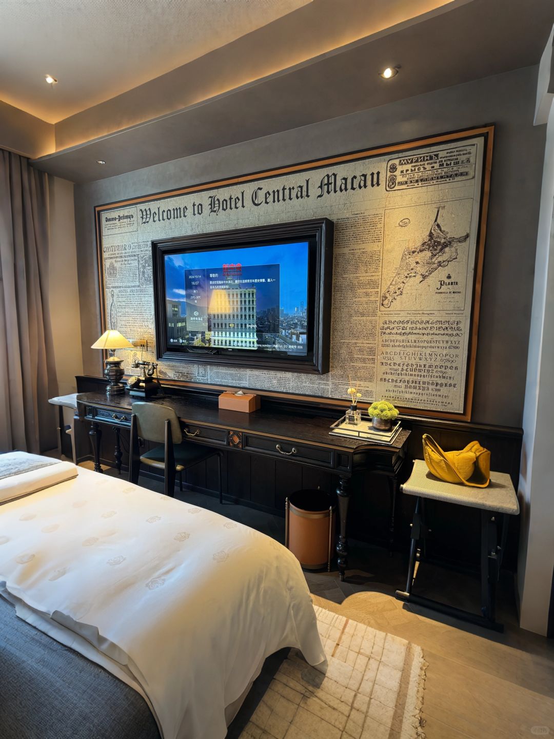 Macao-Macau's Grand Central Hotel, Minibar is free, The rooftop terrace overlooks the peninsula