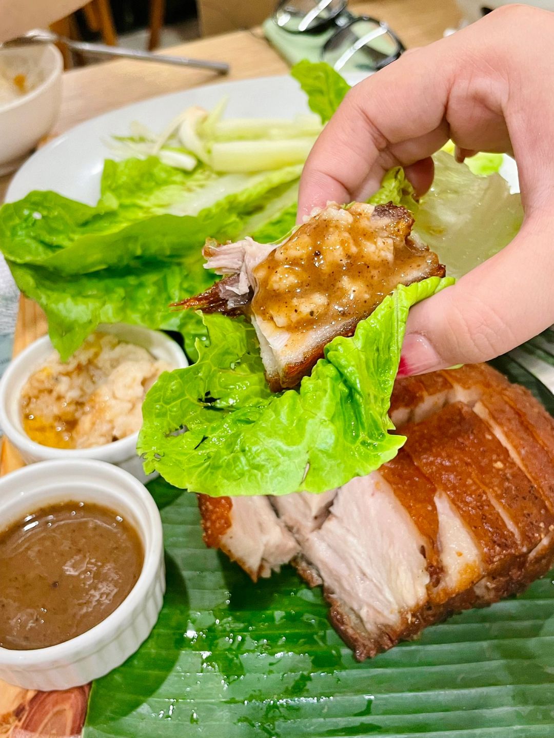 Clark/Angel City-Try Hito flakes on spoon and Sinigang ng bangus at MESA restaurant in Angeles, Philippines