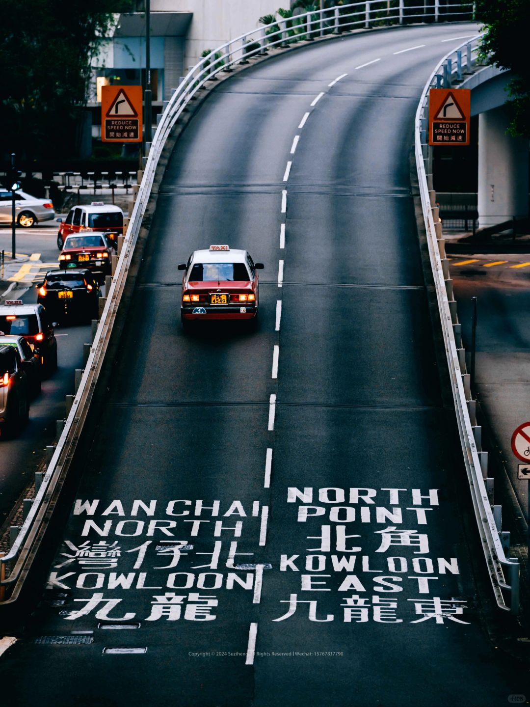 Hong kong-Neon lights and taxis on Portland Street at night, Hong Kong-style architecture and life