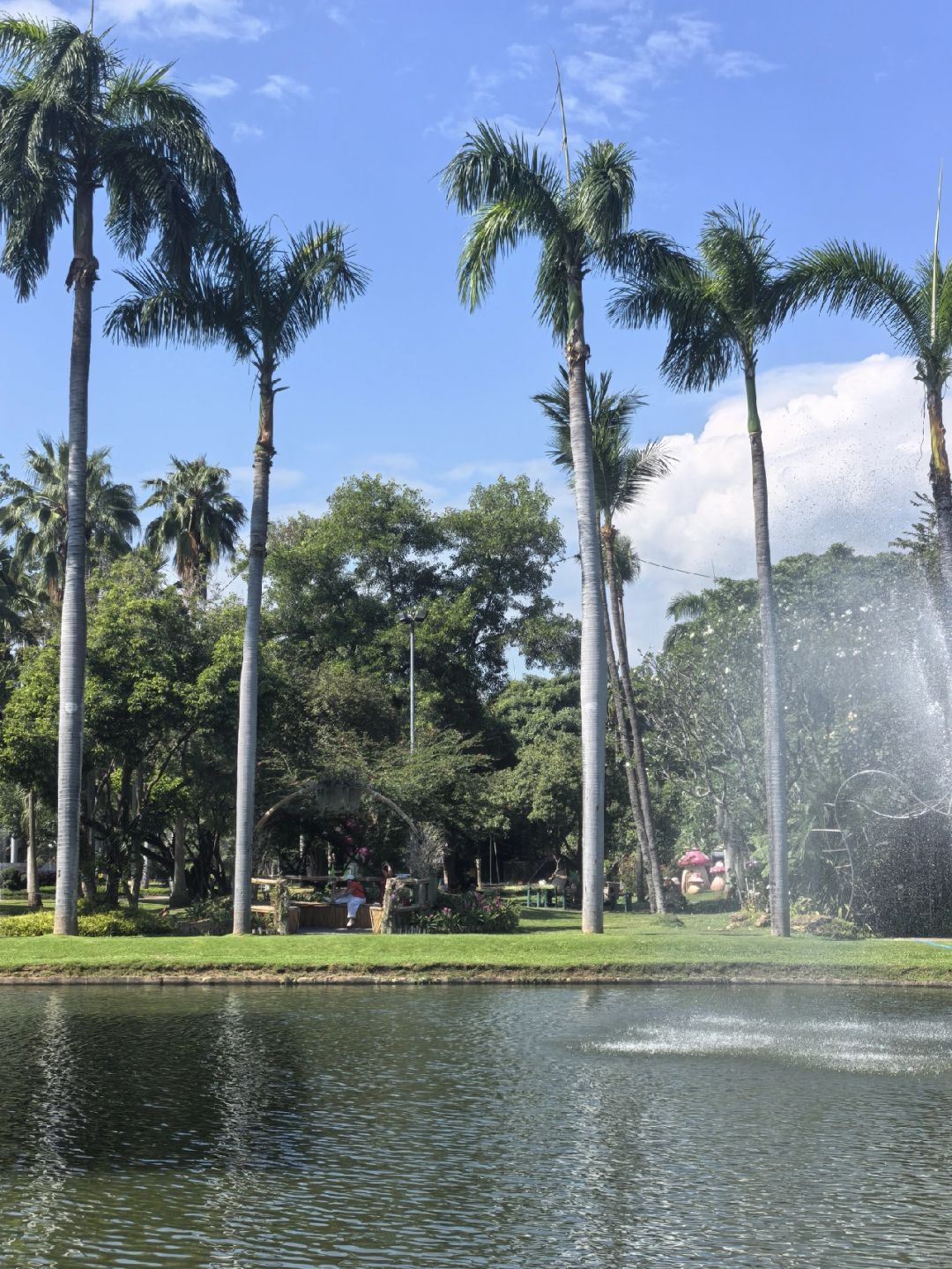 Chiang Mai-Chiang Mai Park, feel the coolness of Thailand's summer and the rainbow formed by the fountain