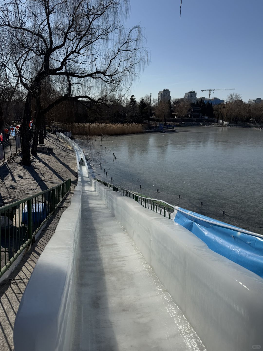 Beijing/Tianjin-Beijing Taoranting Park, there are many primary school students skiing in the big snow mountain!