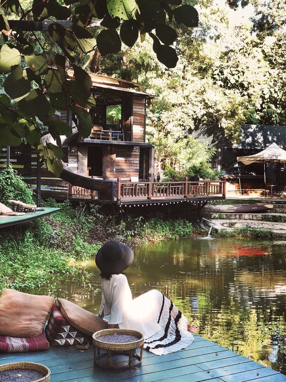 Chiang Mai-No.39 Coffee☕️, Chiang Mai Forest Cabin Cafe, Sunshine, Lake, Plants, Slides and Food