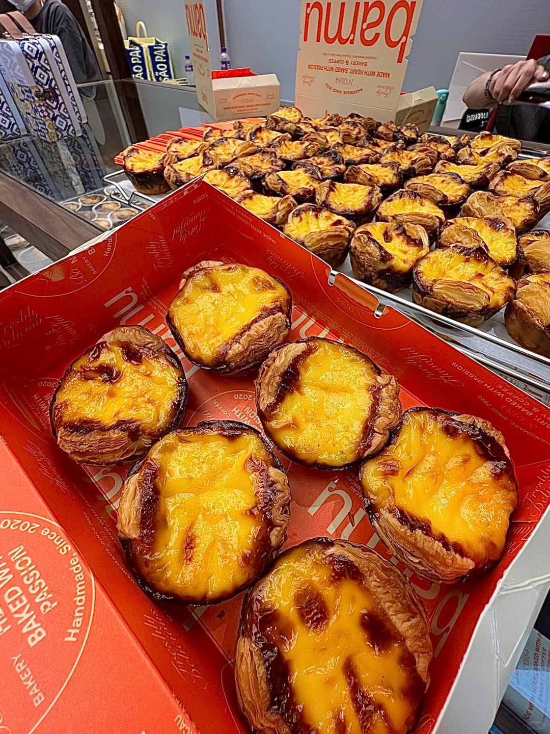 Macao-The best Portuguese egg tarts at Bambu Bakery downstairs at the Ruins of St. Paul's in Macau