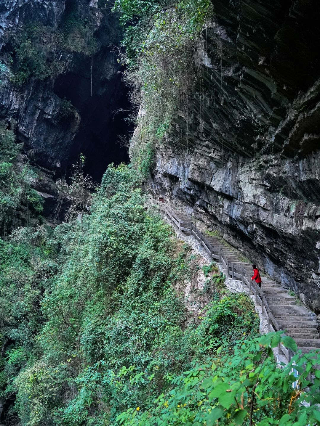 Chengdu/Chongqing-Walking through the cracks of the Tiankeng coal seam in Wulong, Chongqing, is like a fairyland of nature!