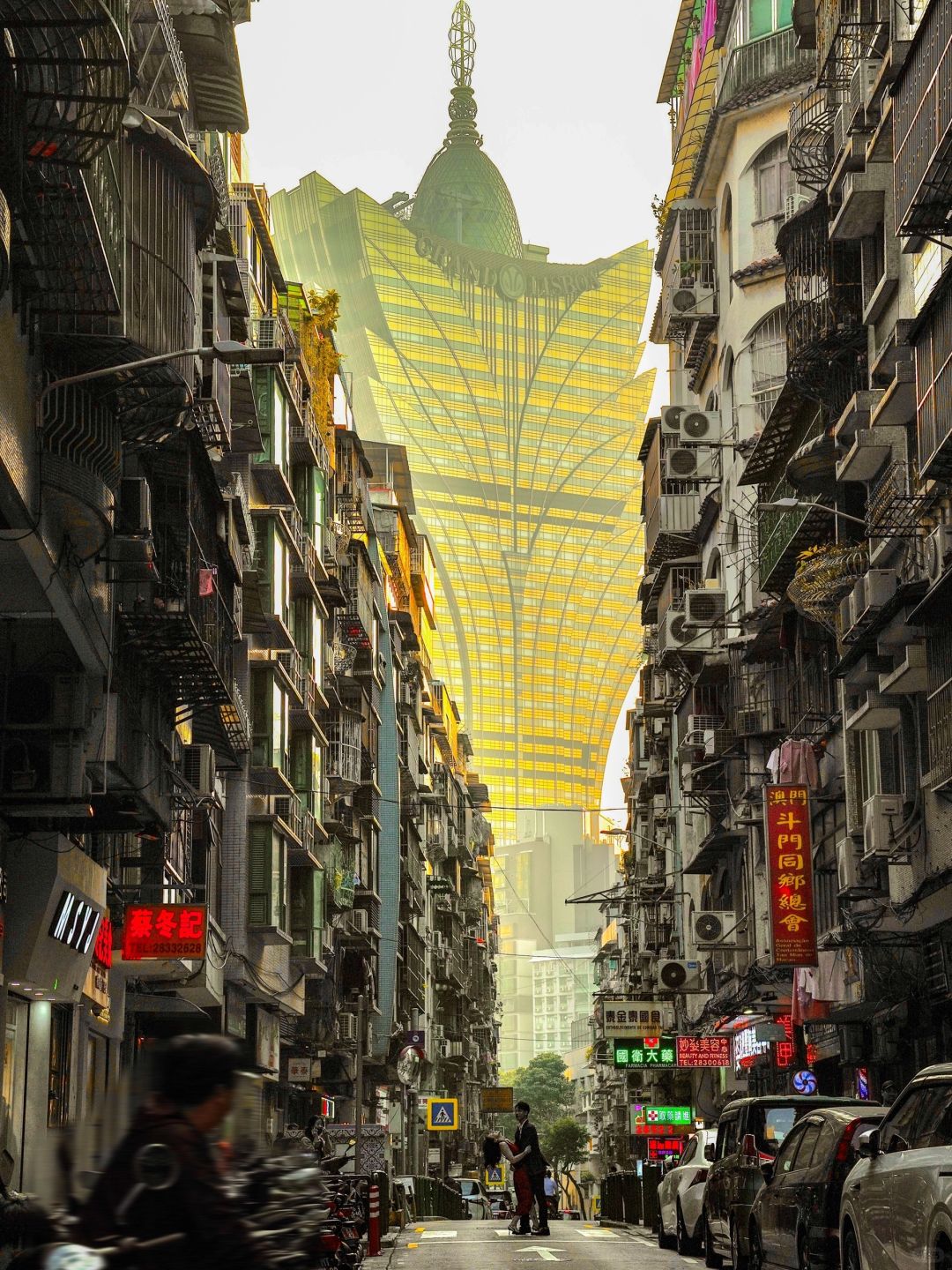 Macao-Macau landmarks travel guide. Ruins of St. Paul's, Love Lane, Guanye Street, Grand Lisboa