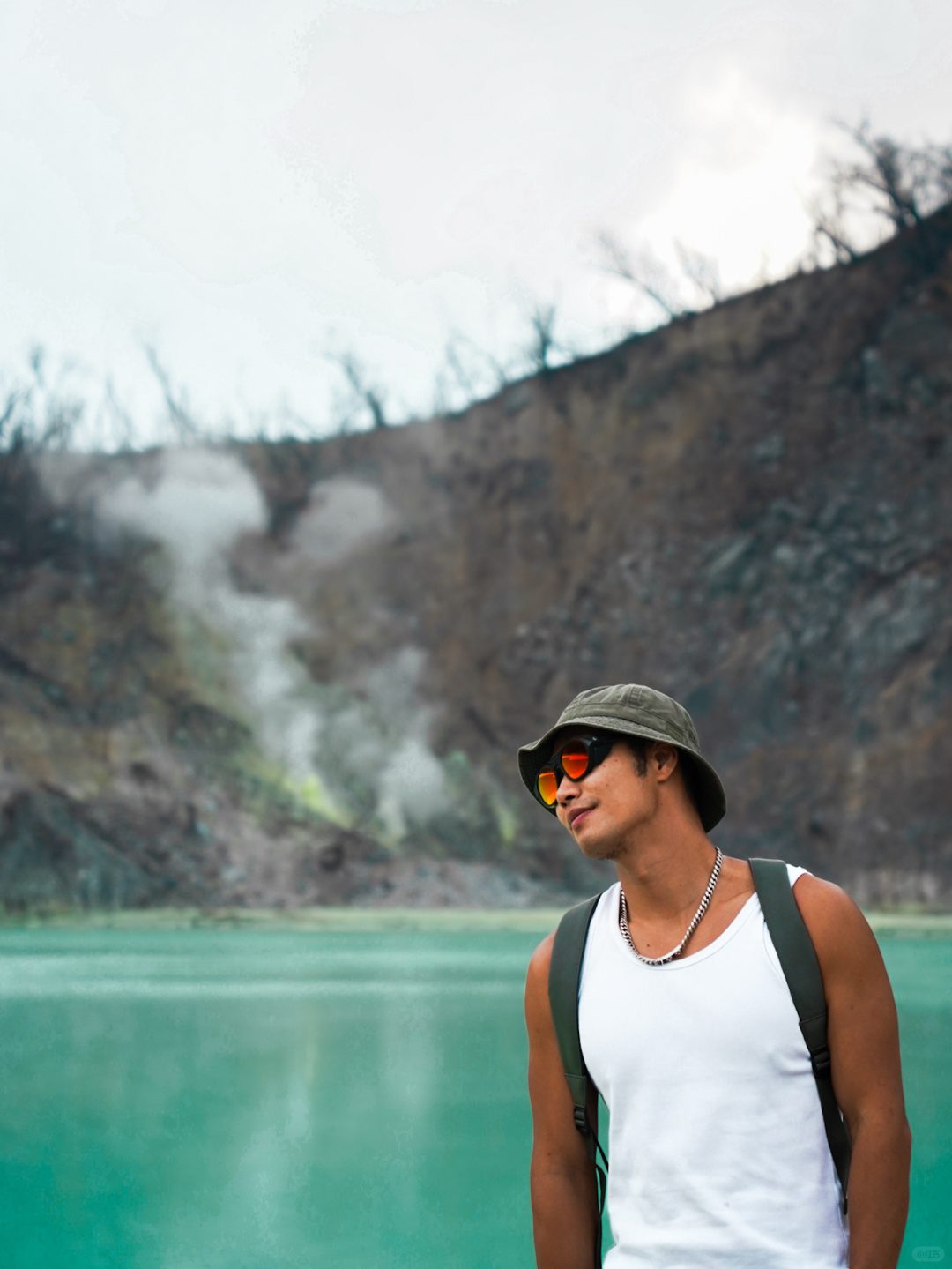 Jakarta-About 50 kilometers south of Bandung, Kawah Putih volcanic lake has a gem-like blue water