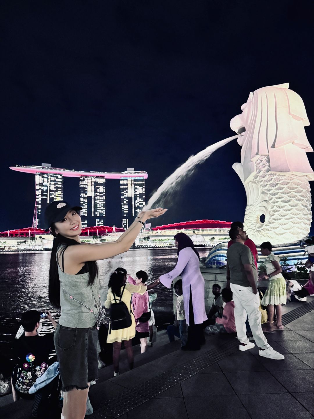 Singapore-Singapore, the safest country in the world. Stay at the Marina Bay Sands and visit the Merlion Park