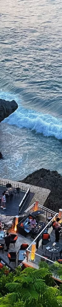 Rock Bar, one of the seaside cliff restaurants and bars, requires advance reservations