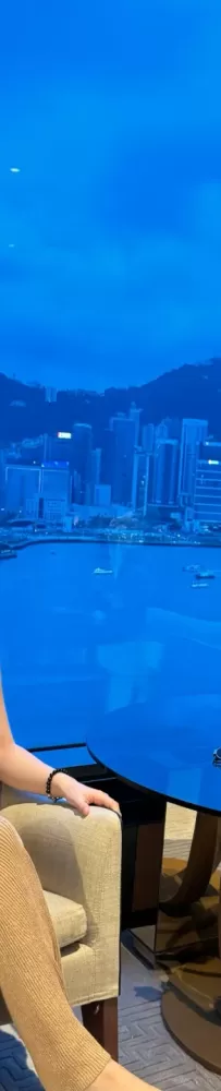 Rosewood Hong Kong, the city sea view room has a beautiful night view