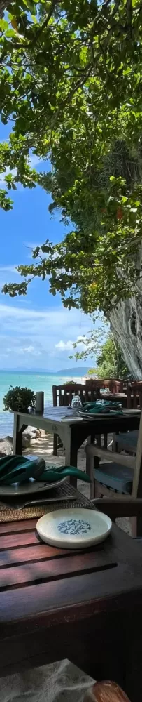 Rayavadee Hotel, 101 small buildings interspersed among the native coconut trees under the cliff