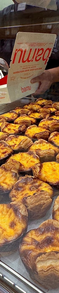 The best Portuguese egg tarts at Bambu Bakery downstairs at the Ruins of St. Paul's in Macau