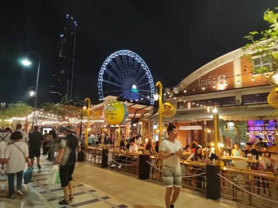 Asiatique Sky, Bangkok Ferris Wheel Night Market, Chao Phraya River so beautiful at night